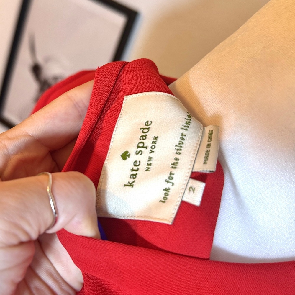 Kate Spade Fit and Flare Tie Waist Mini Red Dress Size 2 - Picture 16 of 16